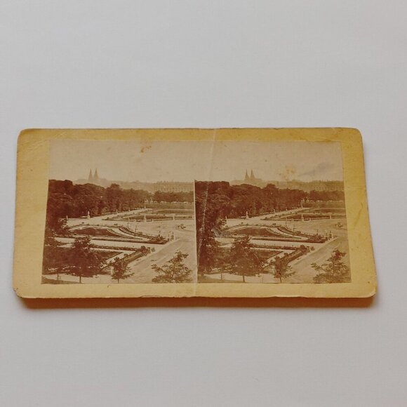 ANTIQUE Stereograph Card Palace of Versailles Garden View - Picture 1 of 3